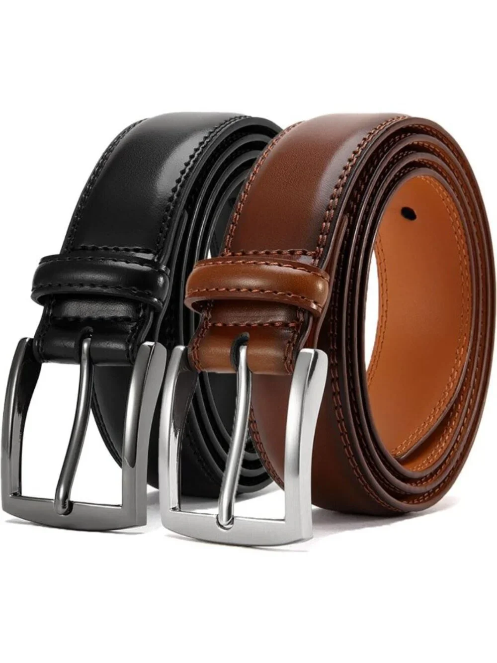 Men's Genuine Leather Dress Belts - 2 Pack, 1.32